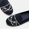 image:imageVIVAIA Audrey Embroidered Loafers RoundToe Smart Casual Comfortable Slip OnNavy  Silver Pearl