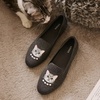 image:imageVIVAIA Audrey Embroidered Loafers RoundToe Smart Casual Comfortable Slip OnRich Grey  Silver British Cat
