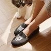 image:imageVIVAIA Audrey Embroidered Loafers RoundToe Smart Casual Comfortable Slip OnRich Grey  Silver British Cat