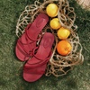 image:imageVIVAIA Carla Womens RoundToe Flat Sandals Comfortable Cushioned SlipOn Slides for SummerRuby Red Rustic Cable
