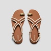 image:imageVIVAIA Derorice Womens Ring Toe Metal Flat Sandals Summer Slipon Square Open Toe NonSlip Vocation SandalsDark Caramel  Cream Ivory Antique Weave