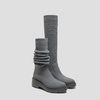 image:imageVIVAIA Eduarda Womens Wool Knee High Boots Round Toe Platform Wedge Chunky Boots Comfortable Warm for Fall WinterRich Grey