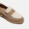image:imageVIVAIA Franata Womens Platform Penny Loafers FauxShearling Knit SlipOn ShoesNutmeg  Cream
