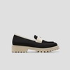 image:imageVIVAIA Francesca Womens RoundToe Platform Chunky Heel LoafersBlack Cream Ivory