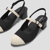 image:imageVIVAIA Juliana AlmondToe Slingback MaryJane Sandals Arch Support Adaptive Fit StrapBlack Ivory