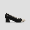 image:imageVIVAIA Julie Arch Pro Womens Almond Toe Block Heel Pumps Knit Upper Arch SupportBlack  Ivory