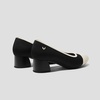image:imageVIVAIA Julie Arch Pro Womens Almond Toe Block Heel Pumps Knit Upper Arch SupportBlack  Ivory
