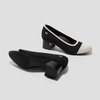 image:imageVIVAIA Julie Arch Pro Womens Almond Toe Block Heel Pumps Knit Upper Arch SupportBlack  Ivory