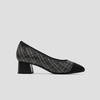 image:imageVIVAIA Julie Arch Pro Womens Almond Toe Block Heel Pumps Knit Upper Arch SupportBlack White Large Tweed