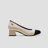 image:imageVIVAIA Julie Arch Pro Womens Almond Toe Block Heel Pumps Knit Upper Arch SupportIvory  Black