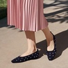 image:imageVIVAIA Kathleen Mini SquareToe Elegant FlatsNavy Rhinestone