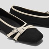 image:imageVIVAIA Marah Womens Square Toe Flats with Crisscross Buckle Recycled Knit Ballet Flats for Work amp Travel Machine Washable AntiSlipBlack  Ivory