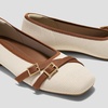 image:imageVIVAIA Marah Womens Square Toe Flats with Crisscross Buckle Recycled Knit Ballet Flats for Work amp Travel Machine Washable AntiSlipCream Ivory  Dkcaramel