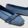 image:imageVIVAIA Marah Womens Square Toe Flats with Crisscross Buckle Recycled Knit Ballet Flats for Work amp Travel Machine Washable AntiSlipDenim  Vintage