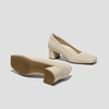 image:imageVIVAIA Monroe Womens SquareToe Margot Chunky Heel Pumps Knit Upper Block Heel Arch SupportCream Ivory
