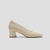 image:imageVIVAIA Monroe Womens SquareToe Margot Chunky Heel Pumps Knit Upper Block Heel Arch SupportCream Ivory