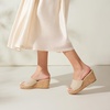 image:imageVIVAIA Stacey Pro Roundtoe Wedge Sandals for Women Open Toe Sandals Comfy Casual Dressy SummerAlmond Crochet