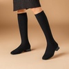 image:imageVIVAIA Tara Pro Womens Water Repellent Wool KneeHigh Boots Slip on SquareToe Booties 118 Block Heel Booties Lady Dress Short Winter Fall Boots