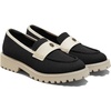 image:imageVIVAIA Francesca Womens RoundToe Platform Chunky Heel LoafersBlack Cream Ivory