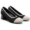 image:imageVIVAIA Julie Arch Pro Womens Almond Toe Block Heel Pumps Knit Upper Arch SupportBlack  Ivory