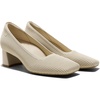 image:imageVIVAIA Monroe Womens SquareToe Margot Chunky Heel Pumps Knit Upper Block Heel Arch SupportCream Ivory