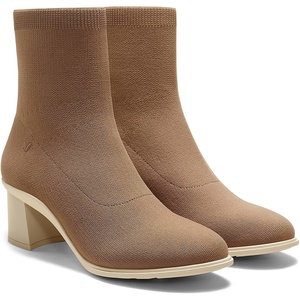 image:imageVIVAIA Amanda Womens Ankle Boots Almond Toe Block Heel Booties Comfortable Water Repellent Walking Boots for Fall Winter Daily OutfitBrown