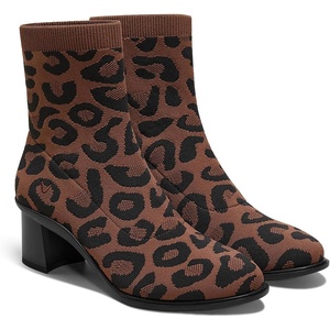 image:imageVIVAIA Amanda Womens Ankle Boots Almond Toe Block Heel Booties Comfortable Water Repellent Walking Boots for Fall Winter Daily OutfitBrown Leopard