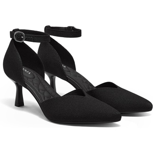 image:imageVIVAIA Arabella Womens PointedToe Ankle Strap Pumps Arch Support Adjustable Strap Mid HeelBlack