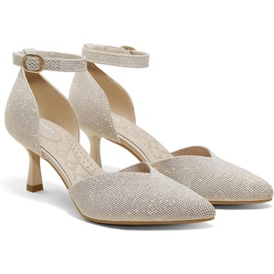image:imageVIVAIA Arabella Womens PointedToe Ankle Strap Pumps Arch Support Adjustable Strap Mid HeelGolden Almond