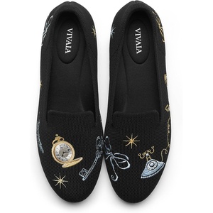 image:imageVIVAIA Audrey Embroidered Loafers RoundToe Smart Casual Comfortable Slip OnBlack  Vintage Element