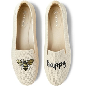 image:imageVIVAIA Audrey Embroidered Loafers RoundToe Smart Casual Comfortable Slip OnCream Ivorybee Happy