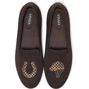 image:imageVIVAIA Audrey Embroidered Loafers RoundToe Smart Casual Comfortable Slip OnDark Chocolate