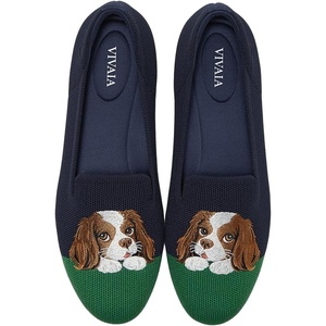 image:imageVIVAIA Audrey Embroidered Loafers RoundToe Smart Casual Comfortable Slip OnNavy Green  Cavalier