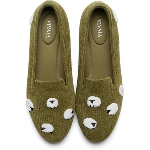 image:imageVIVAIA Audrey Embroidered Loafers RoundToe Smart Casual Comfortable Slip OnOlive Drab  Blacknose Sheep