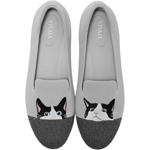 image:imageVIVAIA Audrey Embroidered Loafers RoundToe Smart Casual Comfortable Slip OnOyster GreyRich Grey  Moo Cat