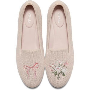 image:imageVIVAIA Audrey Embroidered Loafers RoundToe Smart Casual Comfortable Slip OnRose Goldbouquet