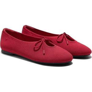 image:imageVIVAIA Camora Womens Bow Flats Round Toe Lace up Elegant Ballet Flats Comfortable Soft Knit Washable ShoesRuby Red
