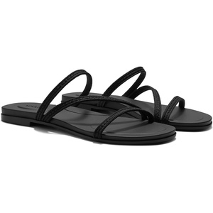 image:imageVIVAIA Carla Womens RoundToe Flat Sandals Comfortable Cushioned SlipOn Slides for SummerBlack Rustic Cable