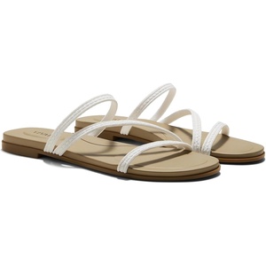 image:imageVIVAIA Carla Womens RoundToe Flat Sandals Comfortable Cushioned SlipOn Slides for SummerWhite  Nude Peach Rustic Cable