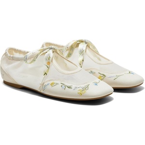 image:imageVIVAIA Ciara Womens Sneakerinas Square Toe Organza Ballet Flat Sneaker Comfortable Soft Elegant BarefootLike Flats ShoesCream French Floral
