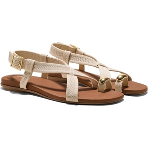 image:imageVIVAIA Derorice Womens Ring Toe Metal Flat Sandals Summer Slipon Square Open Toe NonSlip Vocation SandalsCream Ivory Antique Weave