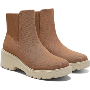 image:imageVIVAIA Everly Womens Ankle Boots RoundToe Slip On Booties 236 Chunky Platform Wedge Heel Water Repellent Upper AntiSlip Outsole Comfortable for Winter amp Fall Daily OutfitBrown