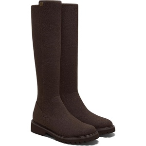 image:imageVIVAIA Filipa Womens Stretchy Wool Knee High Boots Round Toe Lug Sole Water Repellent Warm Winter Boots for Women DressDark Chocolate Wool
