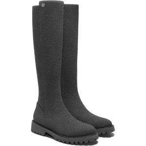 image:imageVIVAIA Filipa Womens Stretchy Wool Knee High Boots Round Toe Lug Sole Water Repellent Warm Winter Boots for Women DressGrey Wool