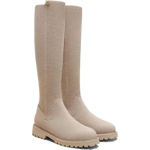 image:imageVIVAIA Filipa Womens Stretchy Wool Knee High Boots Round Toe Lug Sole Water Repellent Warm Winter Boots for Women DressWarm Taupe Wool