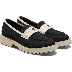 image:imageVIVAIA Francesca Womens RoundToe Platform Chunky Heel LoafersBlack Cream Ivory