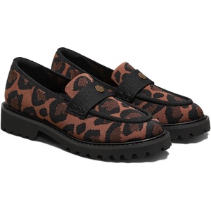 image:imageVIVAIA Francesca Womens RoundToe Platform Chunky Heel LoafersBrown Leopard