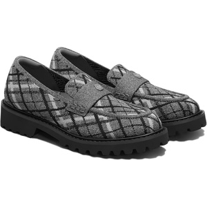 image:imageVIVAIA Francesca Womens RoundToe Platform Chunky Heel LoafersRich Grey Plaid