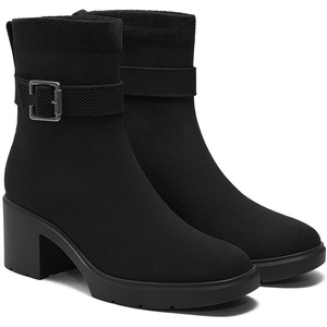 image:imageVIVAIA Gisella Womens Ankle Boots Square Toe Block Heel Booties with Removable Buckle Comfortable Water Repellent Dress Shoe for Fall Winter Daily OutfitBlack