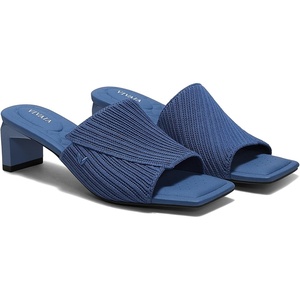 image:imageVIVAIA Jade Pro SquareToe Block Heel Sandals For Women Mules Slip on Dress Pumps Shoes Style With Arch SupportVintage Blue